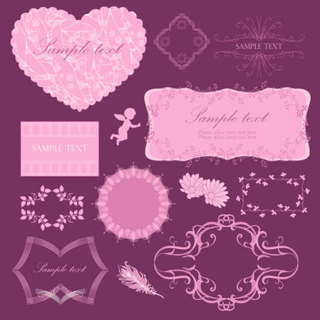 Pink frames for Valentine dayのイラスト素材