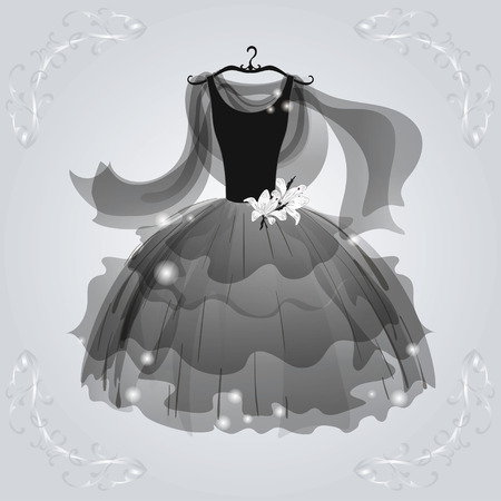 Black  airy dress for dancing partyのイラスト素材