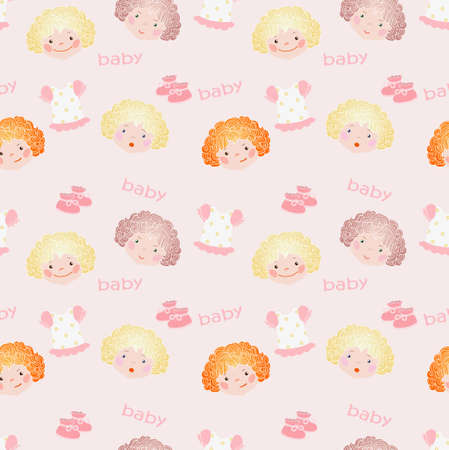 Pink seamless for little girlsのイラスト素材