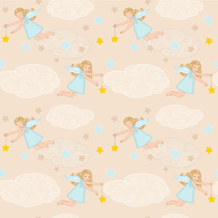 Angels with star in the skyのイラスト素材