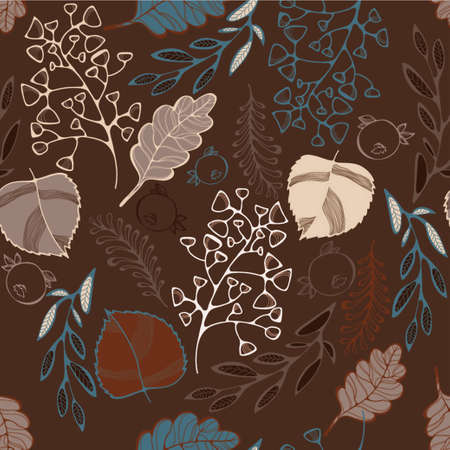 Summer pattern on brown backgroundのイラスト素材