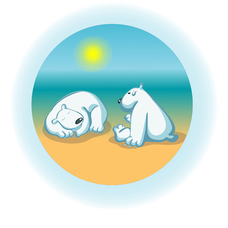 White bear on the beachのイラスト素材