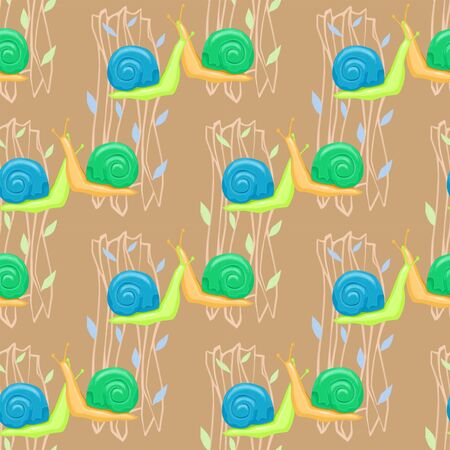 Seamless with  snails for babyの写真素材