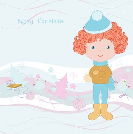 Winter subject on cardのイラスト素材