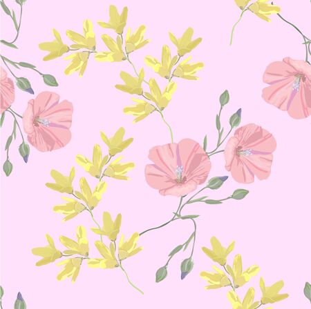 Pink floral background for textileのイラスト素材