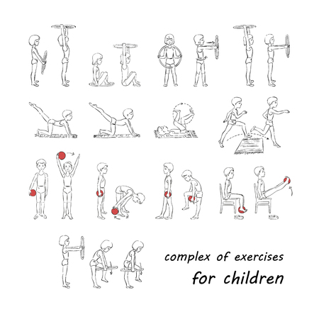 Complex of exercises for childrenのイラスト素材