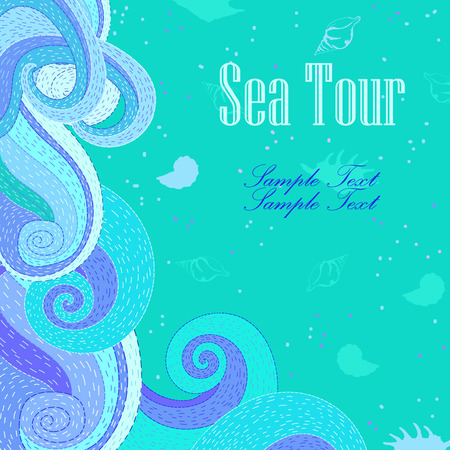 Drawing of sea waves on cardのイラスト素材