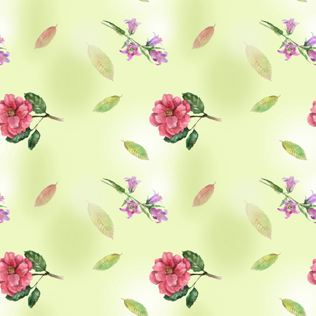 Seamless with roses and bell for textileの写真素材