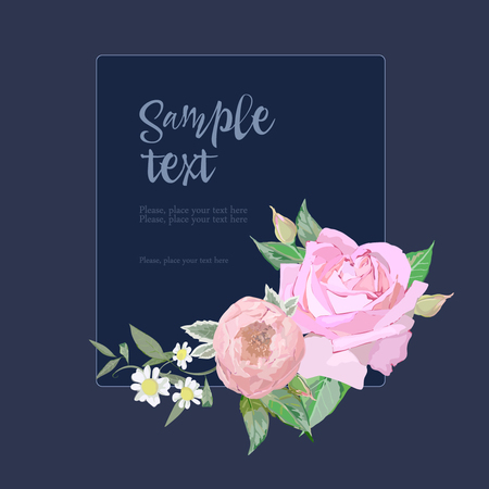 Roses on card for weddingのイラスト素材