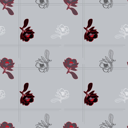 Style flowers on gray backgroundのイラスト素材