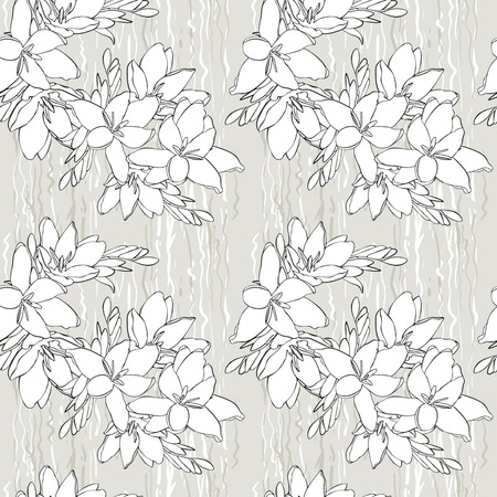 Drawing with lily on summer patternのイラスト素材