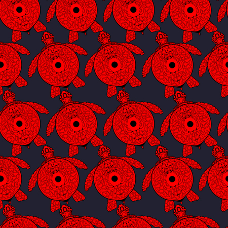 Deep background with red turtleのイラスト素材