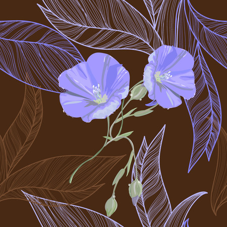 Floral pattern on brown background, seamless for textile and other designのイラスト素材