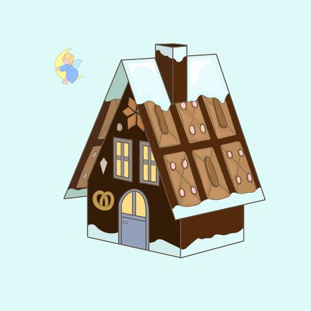 Gingerbread house, drawing for cardのイラスト素材