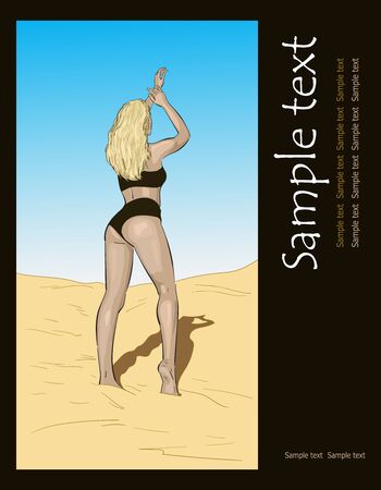 Sports girl in a swimsuit on the beachのイラスト素材