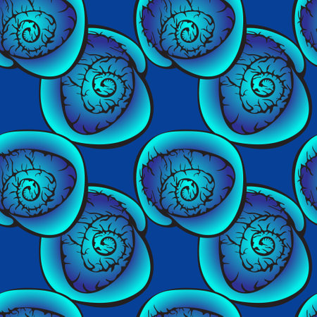 Bright blue abstract decorative ornament for printing on fabric or paperのイラスト素材