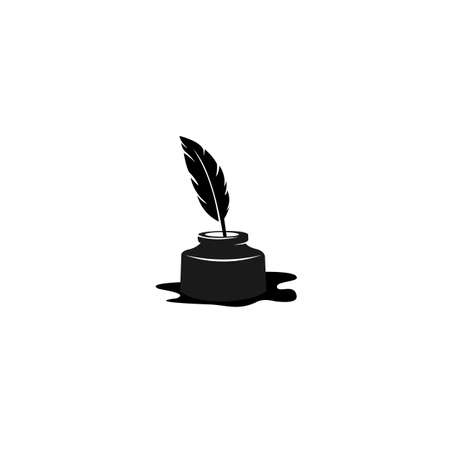 quill icon, Ink bottle and quill pen vector designのイラスト素材