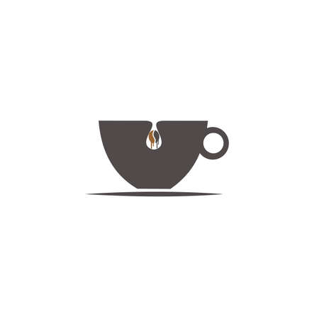abstract sign of cafe, vector template of cafeteria and bistro. Illustration design of monoline, minimalistic, simple logotype coffee. Vector icon cup with drink.のイラスト素材