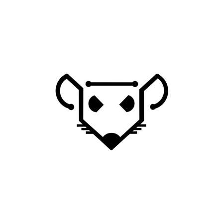 Head mouse art logo design inspiration, isolated on white backgroundのイラスト素材