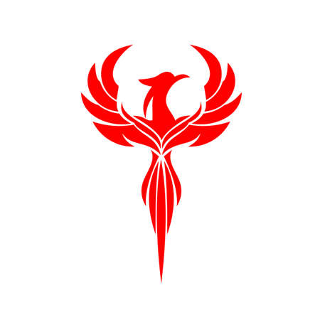 Modern Phoenix Logo Illustration In White Isolated Background, icon symbol business,のイラスト素材
