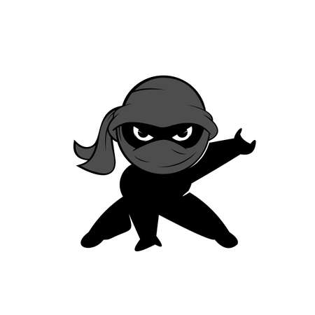 Ninja Warrior logo Design Vector Template With cute style, funny vector illustrations.のイラスト素材