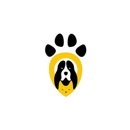 Dog logo template, Veterinary Clinic logo with the image of dog, pet shop poster dogのイラスト素材
