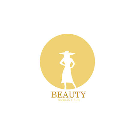Beauty logo with white background, Beauty salon cosmetics spa hair Logotype concept iconのイラスト素材