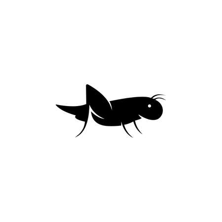 grasshopper flat icon. cricket insect icon. Emblem design on white backgroundのイラスト素材