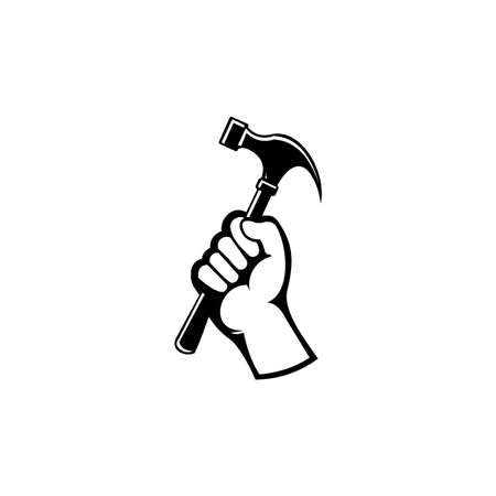 hummer in hand icon design illustration illustration template. construction  templateのイラスト素材