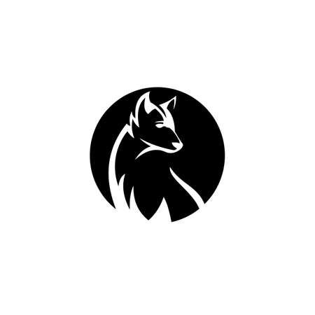 wolf logo design vector abstract modern, Isolated on white background.のイラスト素材
