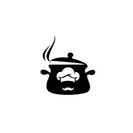 Silhouette of pan with ajar lid and steam. pan icon graphic vector illustrationのイラスト素材
