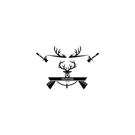 deer hunter logo type, hunter club, deer hunting, animal wildlife symbol iconのイラスト素材