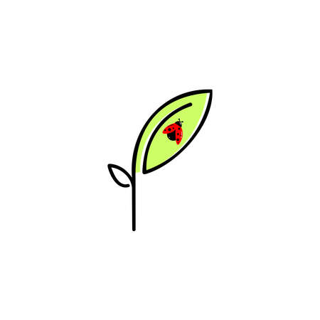 Vector cartoon ladybug. Ladybug insects on the branches.のイラスト素材