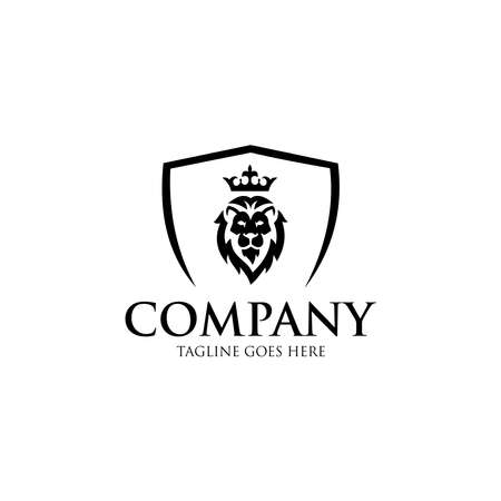 Lion King Logo / Lion head and crown vector. Elements for brand identity.のイラスト素材