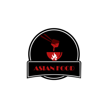 Chinese food logo. vector illustration for menu, cafe, restaurant, bar, poster, banner, emblem, sticker, logo, label, asian festival.のイラスト素材