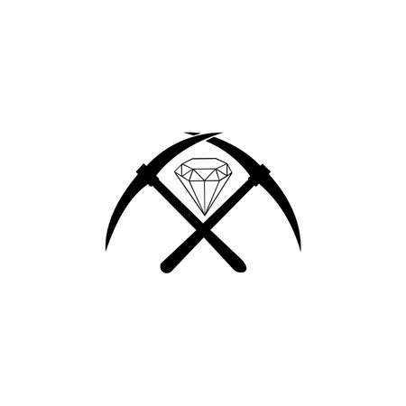 Diamond Mining Logo, Simple Modern Flat Logo. black and white vector illustrationのイラスト素材