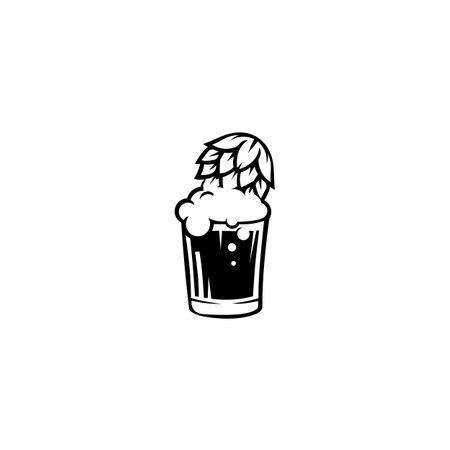 Beer hop logo .label, badge for bar, beer festival, brewery. Isolated on white background.のイラスト素材