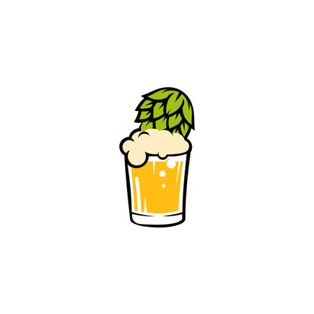 Beer hop logo .label, badge for bar, beer festival, brewery. Isolated on white background.のイラスト素材