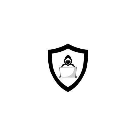 Hacker Icon, spy agent, Security shield. .Logo for buttons, websites, mobile apps and other design needs.のイラスト素材