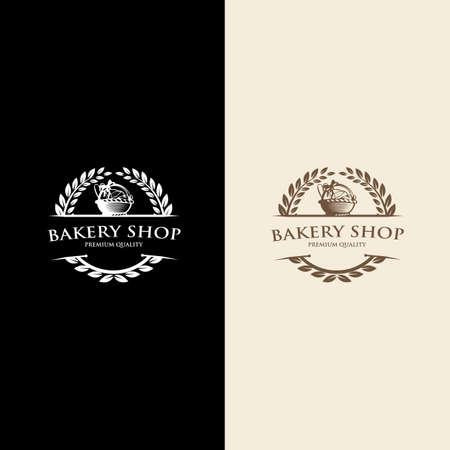 Bread basket logo. Bakery badge or label retro vector illustration.のイラスト素材