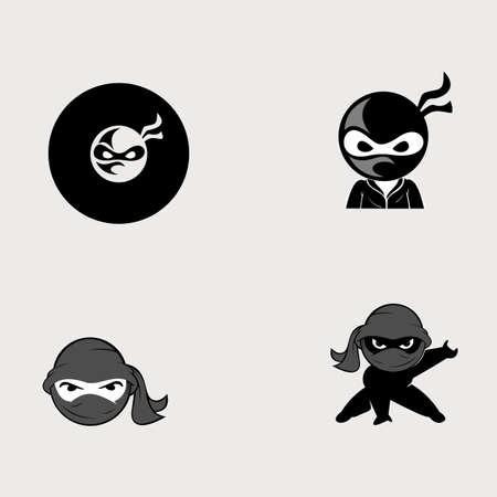 Vector set of cute ninjas. Ninja Vector Logoのイラスト素材