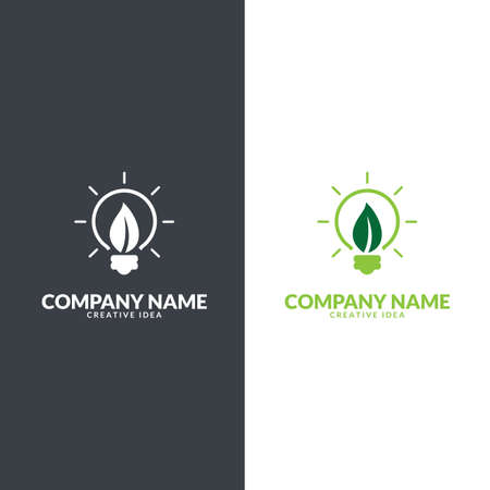 Ecology bulb lamp with leaf logo. Eco world, green leaf, energy saving lamp symbol.のイラスト素材