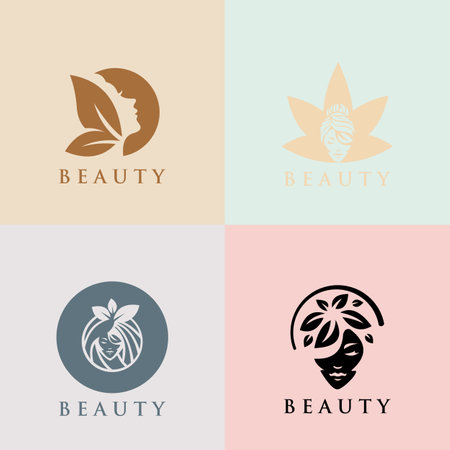 Beauty woman fashion logo. Vector abstract logo set for beauty salon, massage, magazine, cosmetic and spa.のイラスト素材