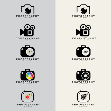 camera photography logo icon vector template. Minimalist Simple Modern Camera Photography.のイラスト素材