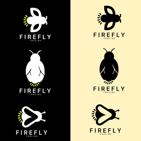 Firefly logo design. suitable for company logo, print, digital, icon, apps, and other marketing material purpose. Firefly logo set.のイラスト素材