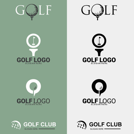 Set of golf club logos, labels and emblems. suitable for company logo, print, digital, icon, apps, and other marketing material purpose. golf logo set.のイラスト素材
