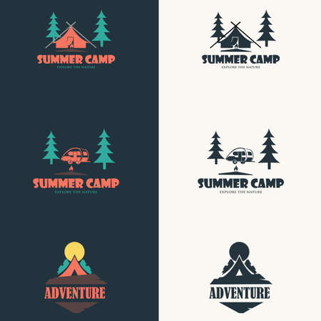 Mountain adventure outdoor badge logo icon design. Mountain tourism, hiking.のイラスト素材