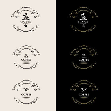 Coffee shop logo. Coffee Logo. Set of modern vintage coffee shop logos. Vector illustration.のイラスト素材