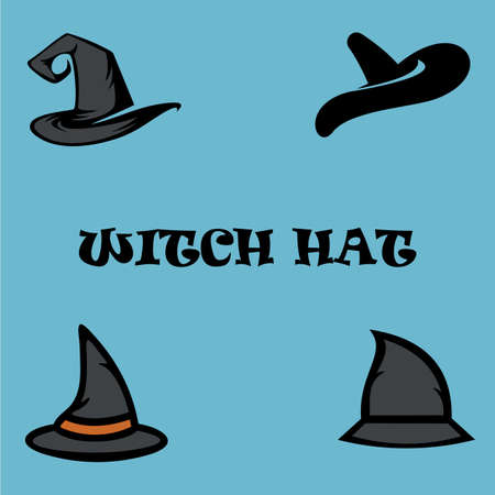 A set of witch hats. Witch Hat for Halloween. Vectorのイラスト素材