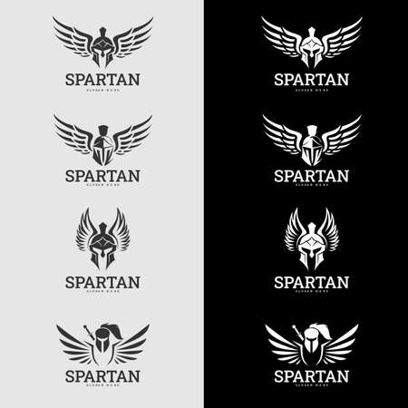 spartan logo icon designs vector. suitable for company logo, print, digital, icon, apps, and other marketing material purpose. spartan logo setのイラスト素材